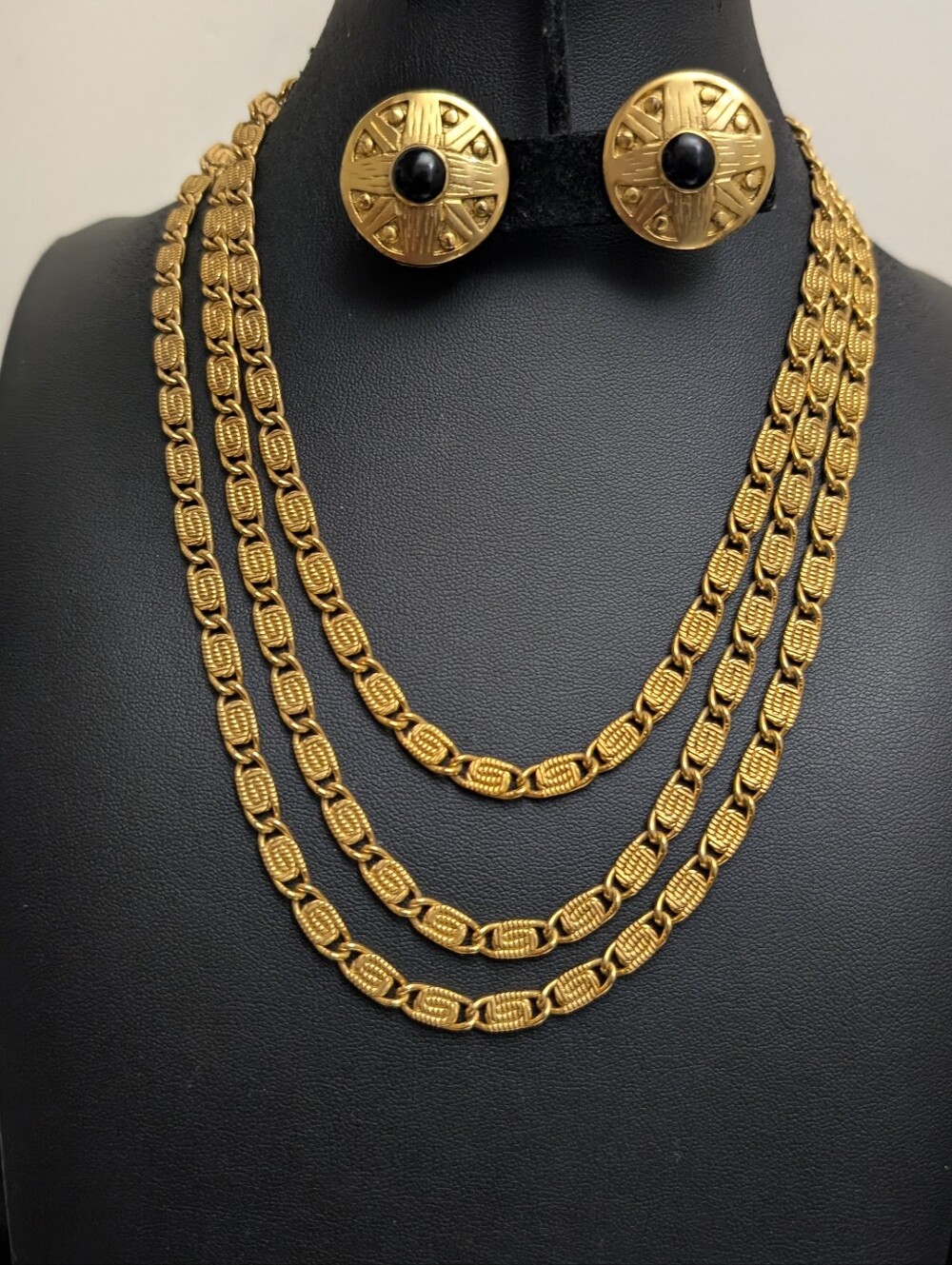 #7. Monet 54" Gold-Tone Necklace with Black Accent Clip-On Earrings - Picture 2 of 3